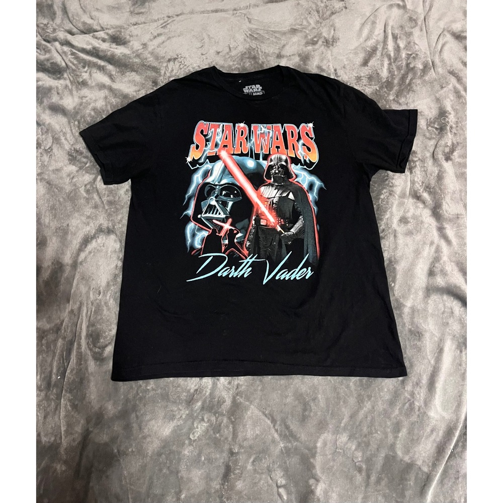 Star Wars Darth Vader Graphic T-Shirt Mad Engine Black Mens Large Retro Style